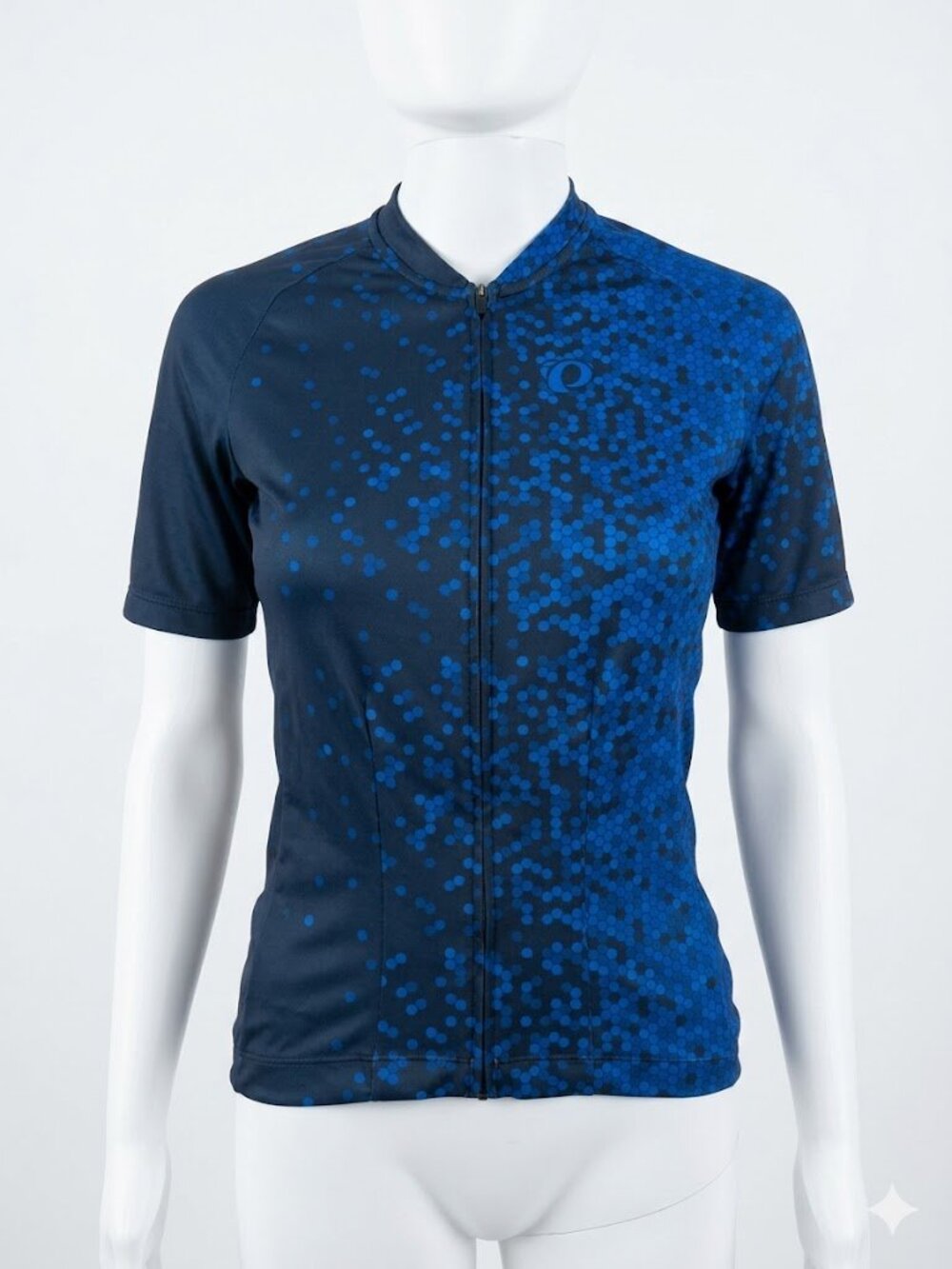 PEARL iZUMi Attack Cycling Jersey Women M Navy Lapis Blue Hexagon Geometric Dot